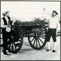 Ray Owen holding a banjo in civil war era costumes